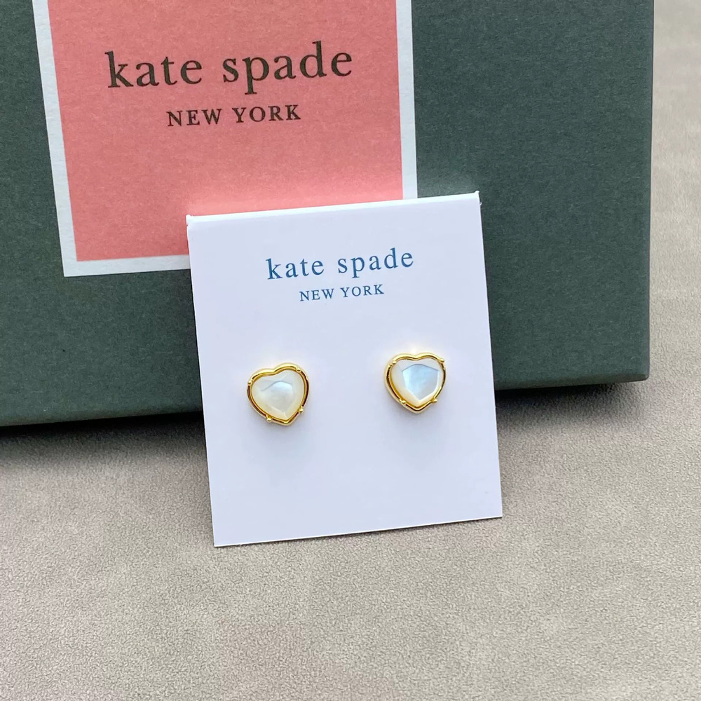 kate spade Heart Cat Eye Stud Earrings Silver Vintage Lace